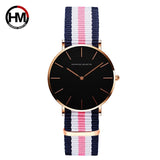 Quartz Watch Leather Strap Nylon