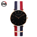 Quartz Watch Leather Strap Nylon