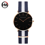 Quartz Watch Leather Strap Nylon