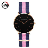 Quartz Watch Leather Strap Nylon