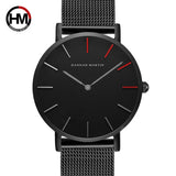 Men Quartz Mesh Band Black Watch
