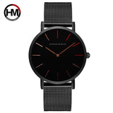 Men Quartz Mesh Band Black Watch