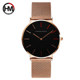 Men Quartz Mesh Band Black Watch