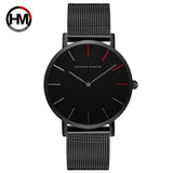 Men Quartz Mesh Band Black Watch
