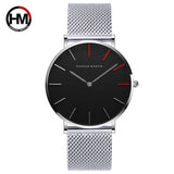 Men Quartz Mesh Band Black Watch