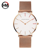 Men Quartz Mesh Band Black Watch