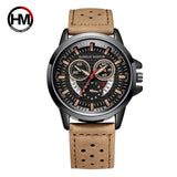 Men's Sport Breathable Leather Military Fashion Watch