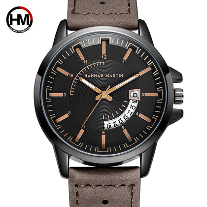 Military Sport Casual Breathable Summer Brown Leather Men Watch