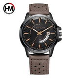 Military Sport Casual Breathable Summer Brown Leather Men Watch