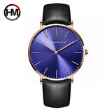 Leather Quartz Blue Watch