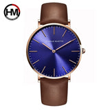Leather Quartz Blue Watch
