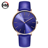 Leather Quartz Blue Watch
