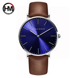 Leather Quartz Blue Watch