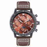 Military Sport Leather Brown Clock