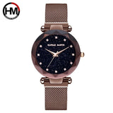 Rhinestones Magnet Mesh Women Watch